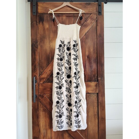 Juicy Couture Embroidered Silk Maxi Dress Festival Boho Romantic Whimsical Small - Picture 1 of 9